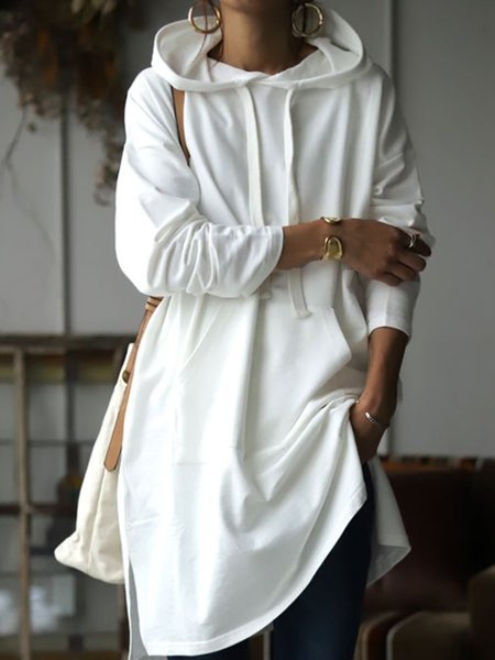 

White Cotton-Blend Shift Casual Weaving Dress, Dresses
