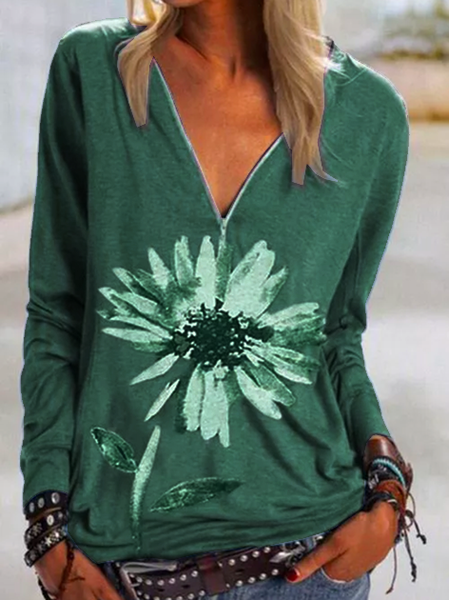 

Green Long Sleeve Knitted Shirts & Tops, FDC-Tops