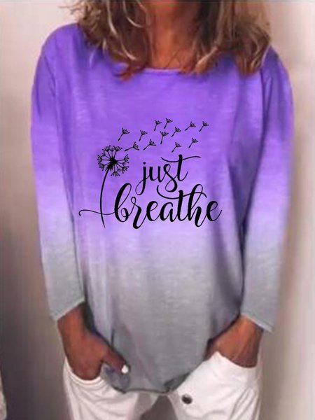 

Just Breathe Dandelion Gradient Long-Sleeved T-shirt, Purple, T-shirts