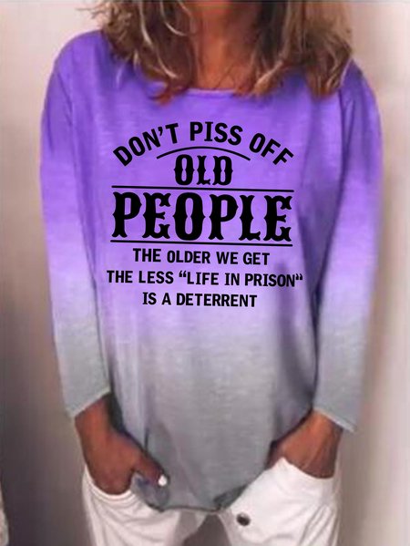 

Don't Piss Off Old People Ladies Long Sleeve Top, Purple, Hoodies&Sweatshirts