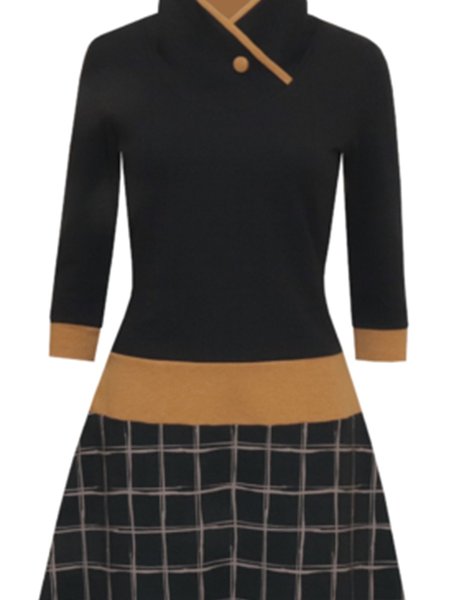 

Cotton-Blend Casual Sweater Dress, As picture, Dresses