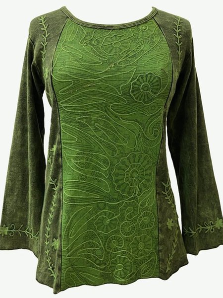 

Green Vintage Shift Tops, Long sleeve tops