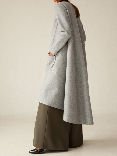 

Wool Blend Long Sleeve Solid Jacket, Gray, Coats