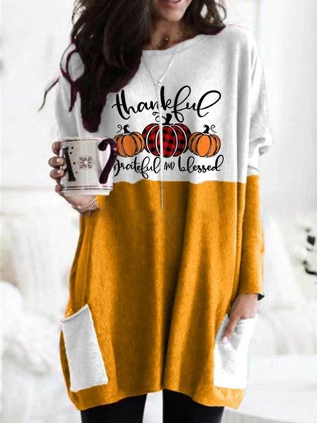 

Vintage Halloween Maniche Lunghe Girocollo Statement Geometrico Lettera Stampato Casuale Top, Giallo, Blouses & Shirts
