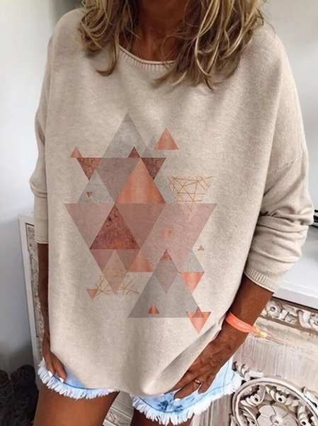 

Cotton-Blend Crew Neck Striped Long Sleeve Sweater, Beige, Sweaters