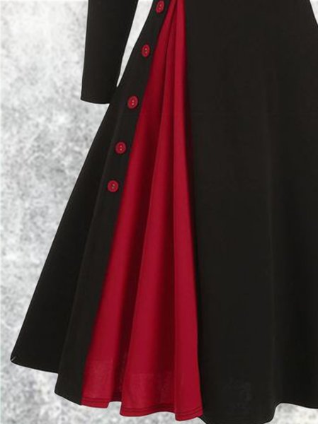 

Off Shoulder Paneled Vintage Dress, Black, Midi Dresses