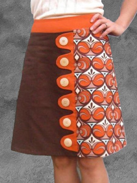 

Orange Casual A-Line Floral-Print Skirts, Skirts