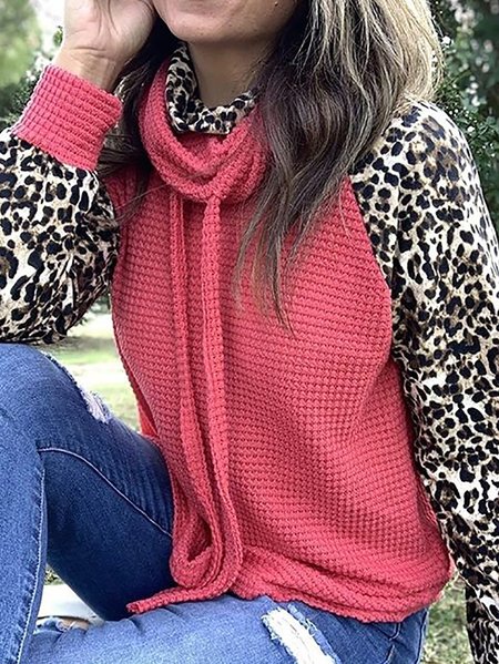 

Red Casual Leopard Shift Turtleneck Sweatshirt, Hoodies&Sweatshirts
