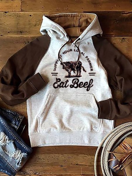 

Brown Hoodie Casual Animal Shift Sweatshirt, Hoodies&Sweatshirts