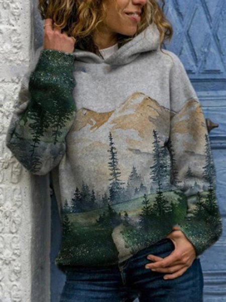 

Plus Size Long Sleeve Tribal Hoodie Shirts & Tops, Green, Tops