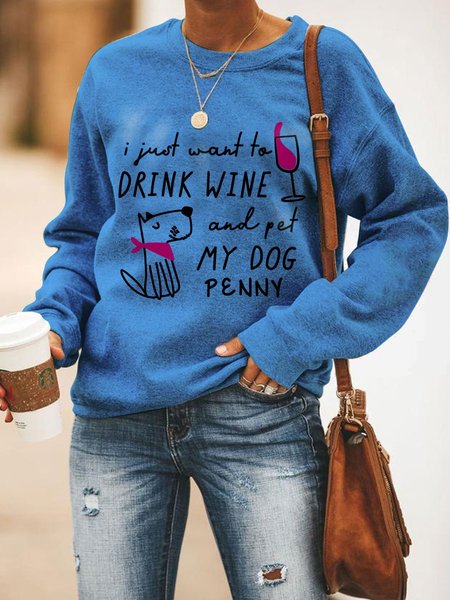 

Print Round Neck Casual Loose Sweatshirt, Gray, Hoodies&Sweatshirts