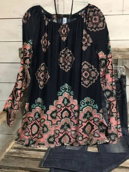 

Plus Size Vintage 3/4 Sleeve Shirts & Tops, Black, Winter Clearance