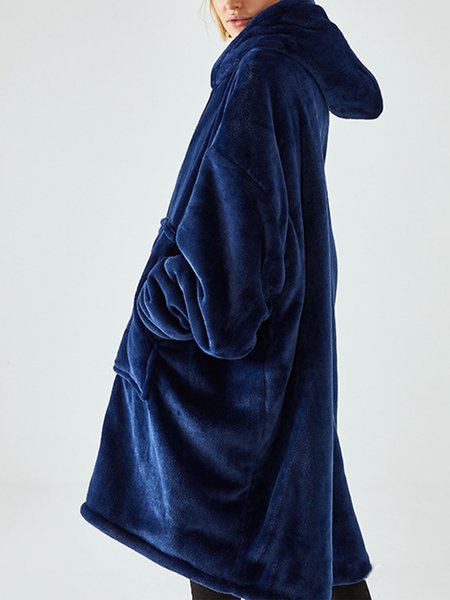 

Flannel warm and comfortable zipper hooded giant sweatshirts for women, girls, adults, men, boys, kids with big pockets, Royal blue, Coats