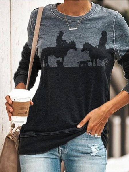 

Cotton Long Sleeve Tops, As picture, Hoodies&Sweatshirts