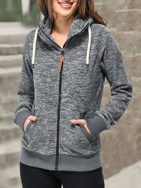 

Gray Casual Hoodie Jacket, Coats