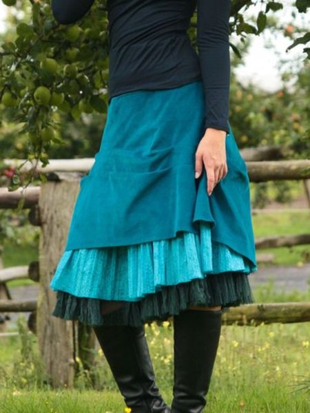 

Casual Plus Size Skirts, Blue, Skirts