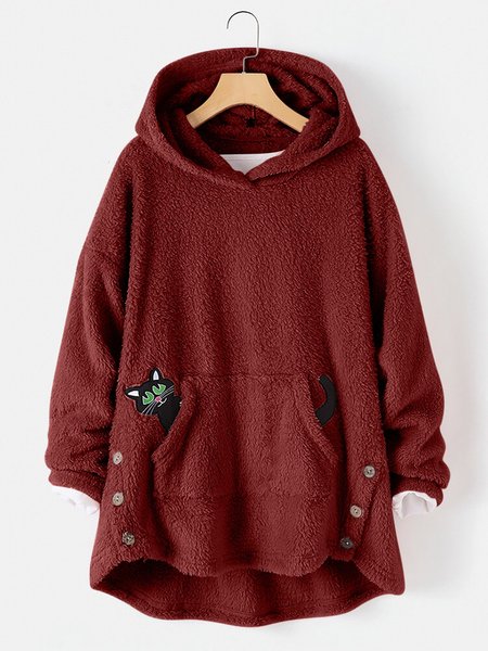 

Animal Hoodie Long Sleeve Shirts & Tops, Wine red, Hoodies & Sweatshirts