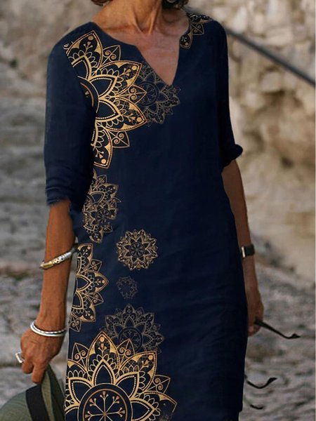 

Black Floral-Print Geometric Half Sleeve Weaving Dress, Dresses
