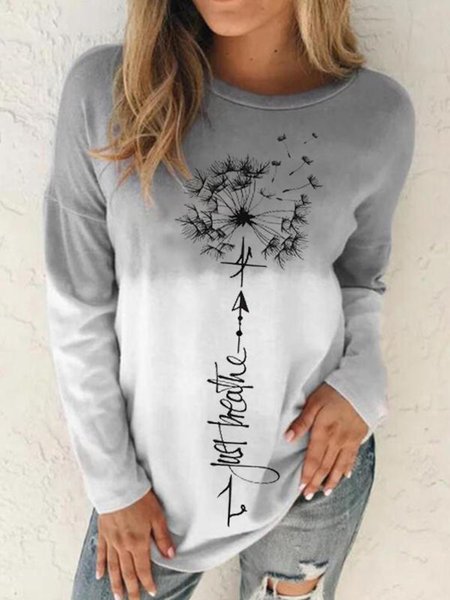

Gray Long Sleeve Casual Cotton-Blend Shirts & Tops, Tops
