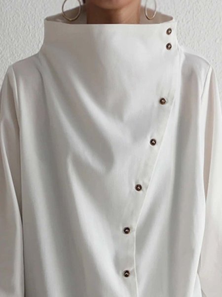 

Turtleneck Casual Holiday Plain Top, White, Hoodies and Sweatshirts