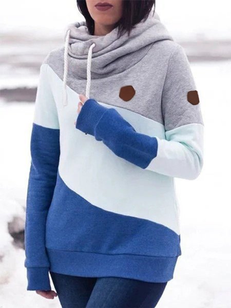 

Multicolor Long Sleeve Paneled Hoodie Sweatshirt, Hoodies&Sweatshirts