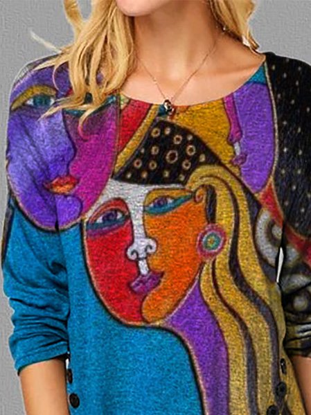 

Red Long Sleeve Boho Shift Tops, Tops