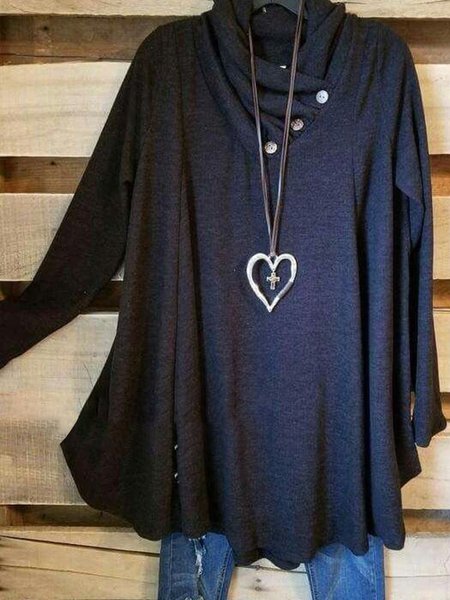 

Dark Blue Solid Sport Long Sleeve Tops, Blouses & Shirts