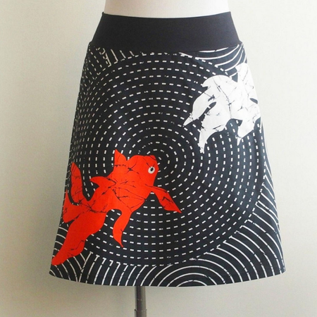 

Black Geometric Floral-Print Vintage Cotton-Blend Skirt, Dresses