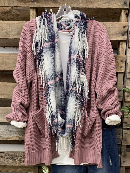 

Pink Acrylic Long Sleeve Plain Sweater, Tops