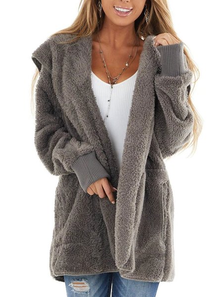 

V Neck Vintage Jacket, Gray, Coats