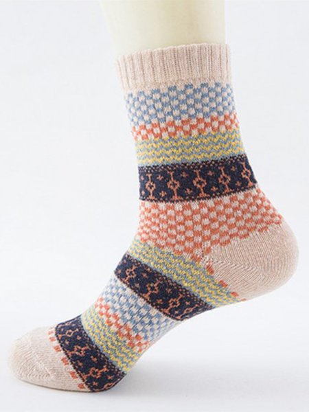

Vintage Casual Floral Socks, Khaki, Socks