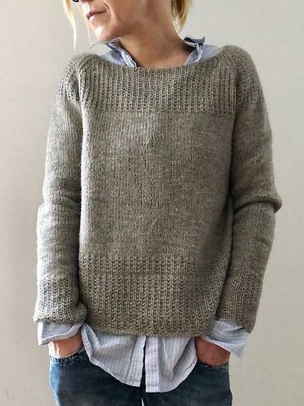 

Solid Long Sleeve Sweater, Gray, Sweaters
