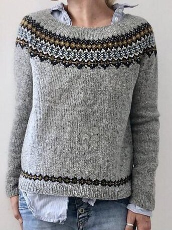 

Casual Long Sleeve Sweater, Gray, Sweaters