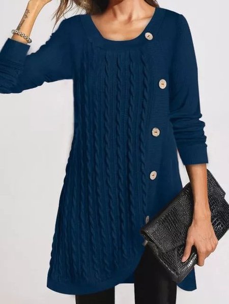 

Long Sleeve Striped Weaving Dress, Blue, Dresses
