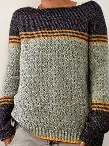 

Casual Crew Neck Sweater, Gray, Sweaters