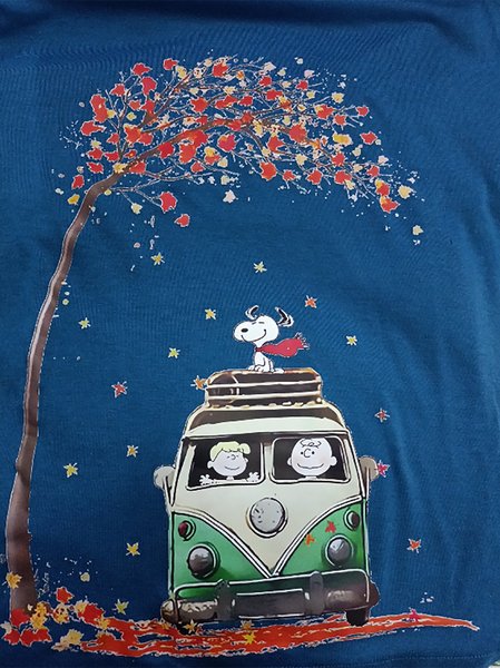 

Blue Long Sleeve Crew Neck Printed Top, Tops