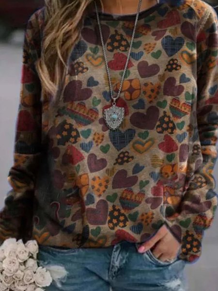 

Multicolor Printed Long Sleeve Casual Patchwork Sweatshirt, Tops