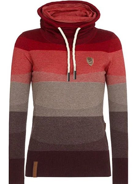 

Red Hoodie Casual Cotton-Blend Patchwork Sweatshirt, Hoodies&Sweatshirts