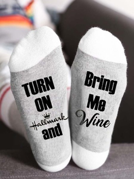 

High Elastic Cotton Printed Socks, White, Socks