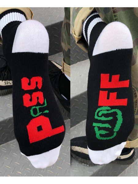 

High Elastic Cotton Printed All Season Black Socks, Socks
