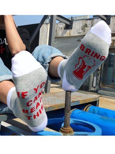 

Calzini Stampato Tutte le Stagioni Grigio Altamente Elastico Cotone, Socks