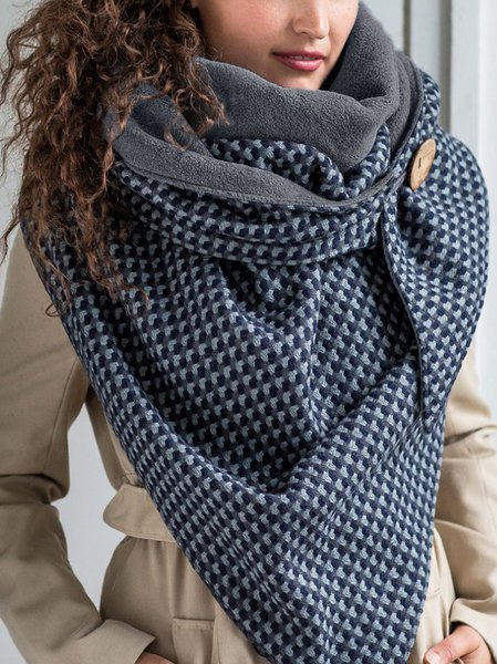 

Women's Checkered Vintage Scarf, Blue, Scarfs