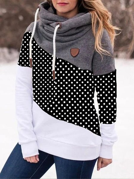 

Black Polka Dots Color-Block Casual Sweatshirts, Sweatshirts & Hoodies