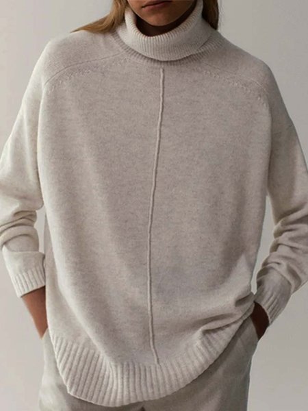 

Casual Acrylic Long Sleeve Sweater, Nude, Sweaters