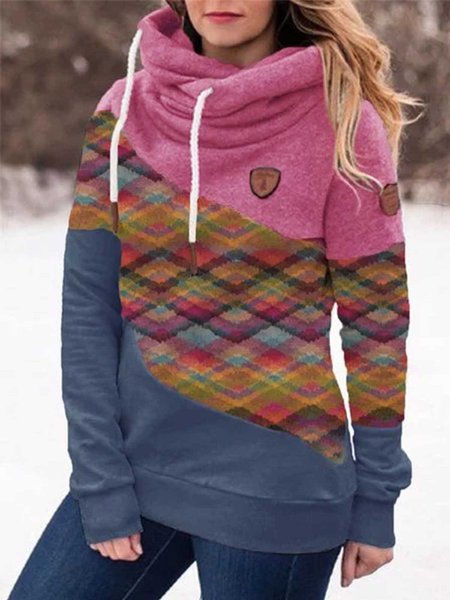 

Pink Long Sleeve Paneled Hoodie Sweatshirt, Hoodies&Sweatshirts