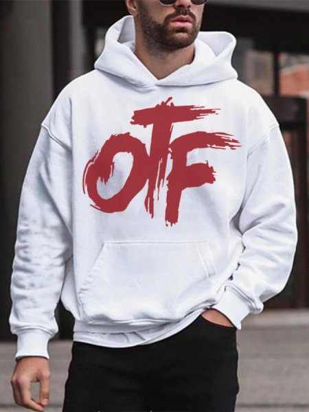 

Casual Cotton-Blend Printed Men's Fashion Print Sweatshirt, White, Hoodies&Sweatshirts