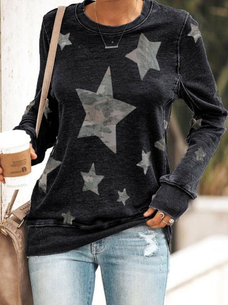 

Casuale Stella Stampato Floreale Girocollo Top Nero, Hoodies & Sweatshirts