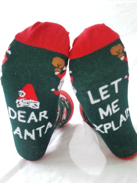 

Santa Lettera Stampato Adulto Natale Calzini, Brpwn rosso, Socks