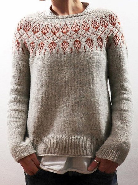 

Striped Cotton-Blend Vintage Sweater, Gray, Sweaters