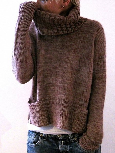 

Turtleneck Vintage Cotton-Blend Sweater, Brown, Sweaters